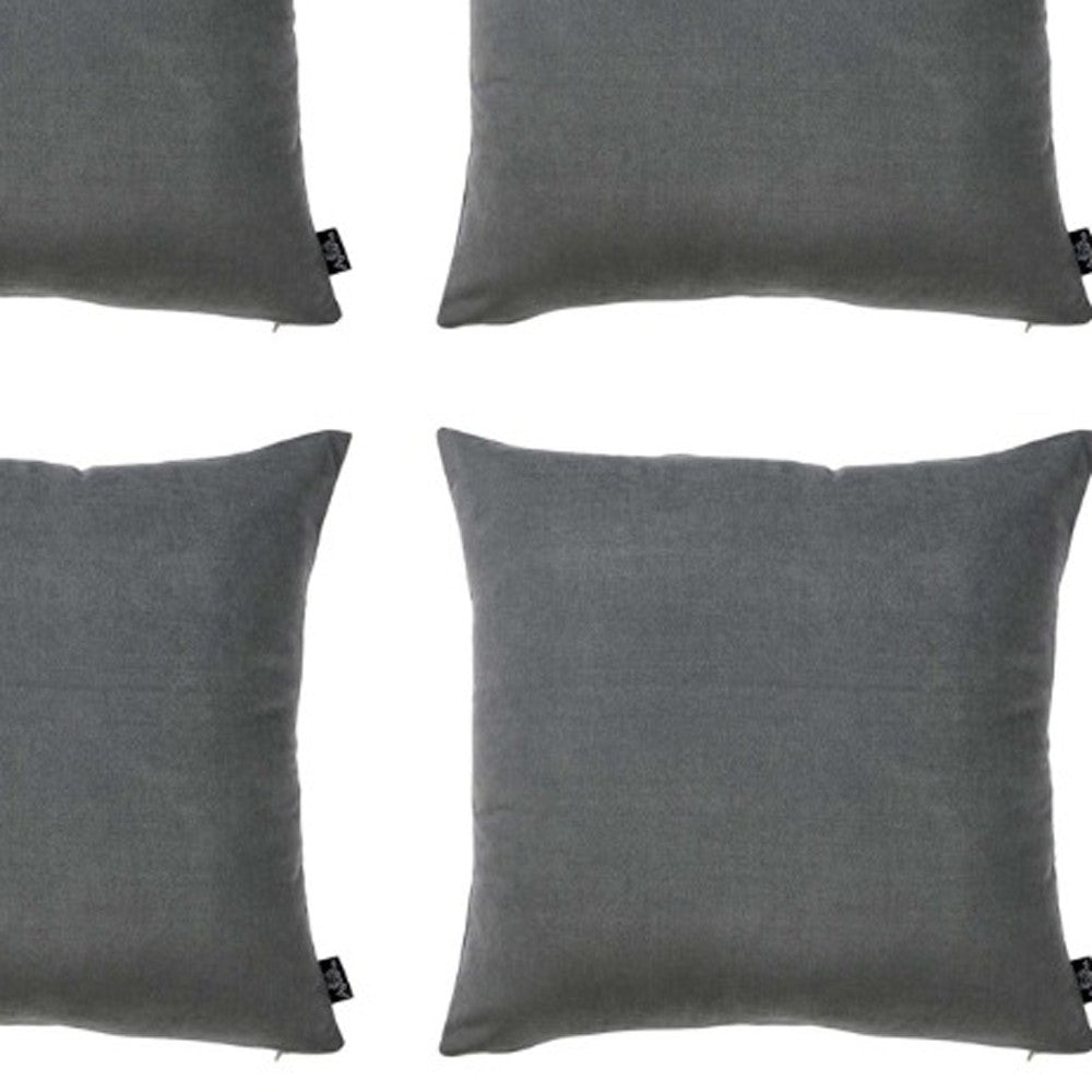 Set of Four Gray Throw Pillow Cover