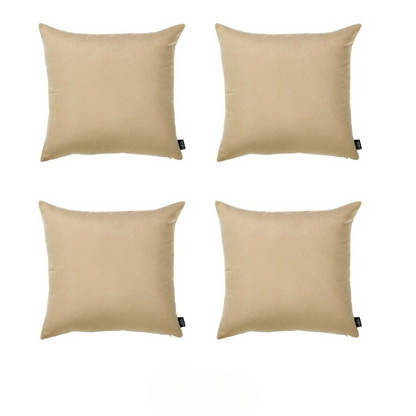 Set Of Four 22" X 22" Beige Polyester Zippered Pillow Cover