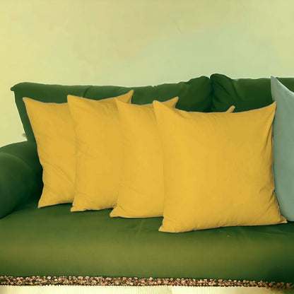 Set of Four 22" Yellow Decorative Throw Pillow Covers
