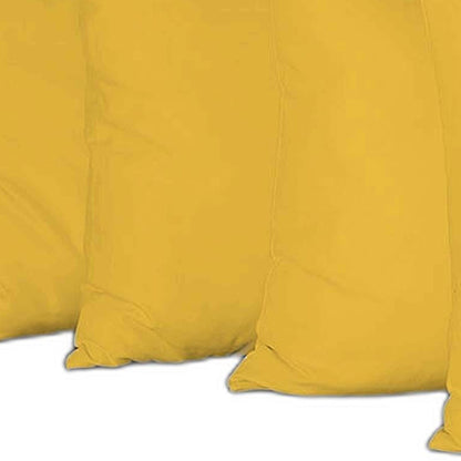 Set Of Four 22" X 22" Yellow Polyester Zippered Pillow Cover