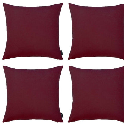 Set Of Four 26" X 26" Claret Red Polyester Zippered Pillow Cover