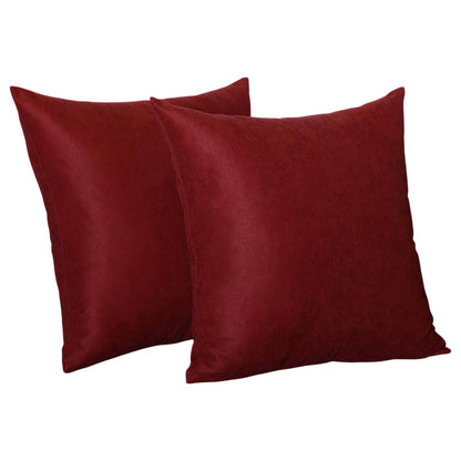Set of Two 16" Red Fabric Throw Pillow Covers