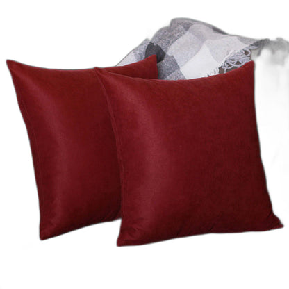 Set Of Two 16" X 16" Claret Red Polyester Zippered Pillow Cover