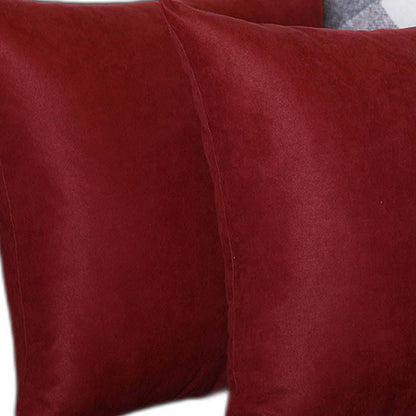 Set Of Two 16" X 16" Claret Red Polyester Zippered Pillow Cover