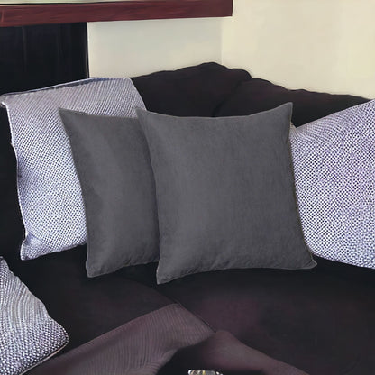 Set Of Two 16" X 16" Gray Polyester Zippered Pillow Cover