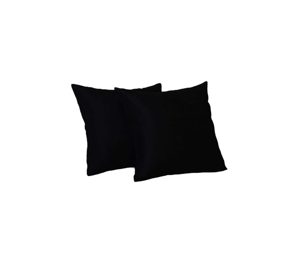 Set Of Two 16" X 16" Black Polyester Zippered Pillow Cover