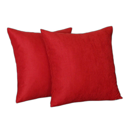 Set Of Two 16" X 16" Red Polyester Zippered Pillow Cover