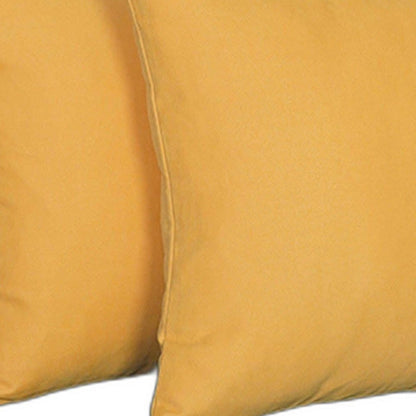 Set Of Two 16" X 16" Yellow Polyester Zippered Pillow Cover