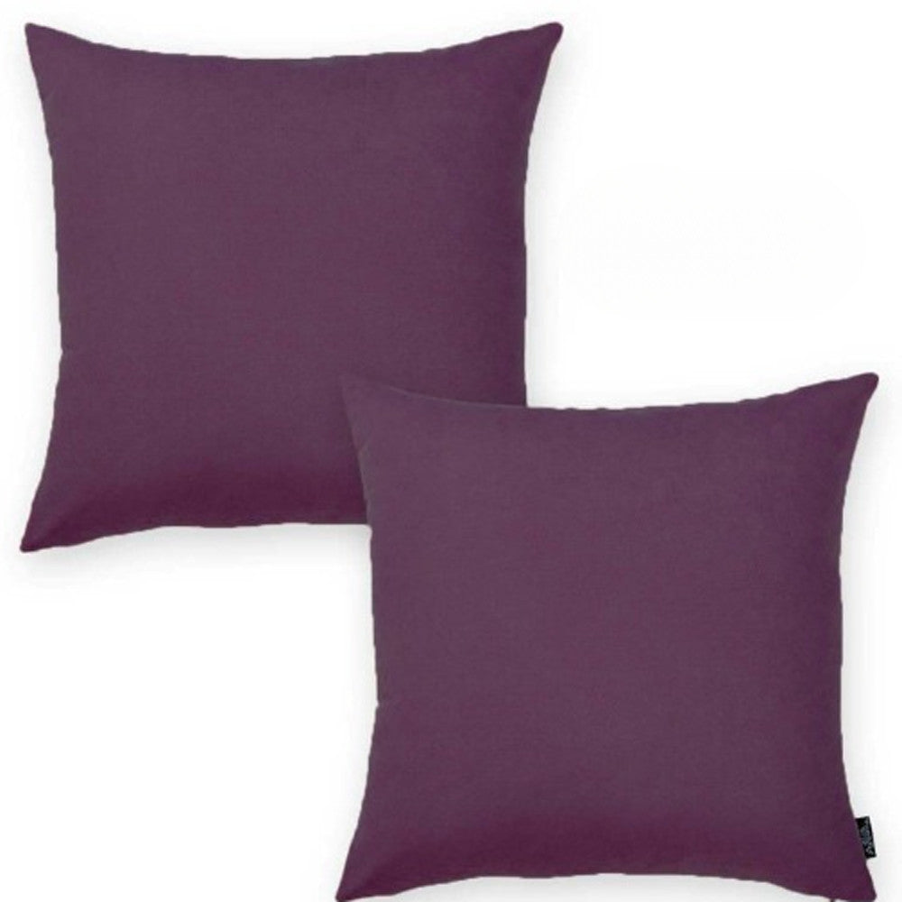 Set Of Two 18" X 18" Purple Polyester Zippered Pillow Cover