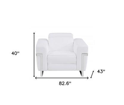 Three Piece White Italian Leather Six Person Seating Set