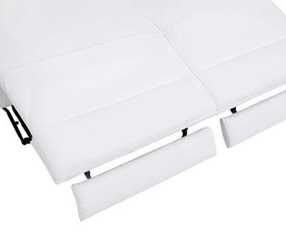 Two Piece White Italian Leather Five Person Seating Set