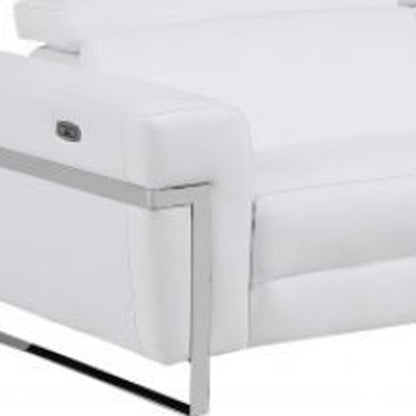 Two Piece White Italian Leather Five Person Seating Set