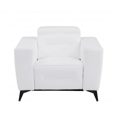 Three Piece White Italian Leather Six Person Seating Set