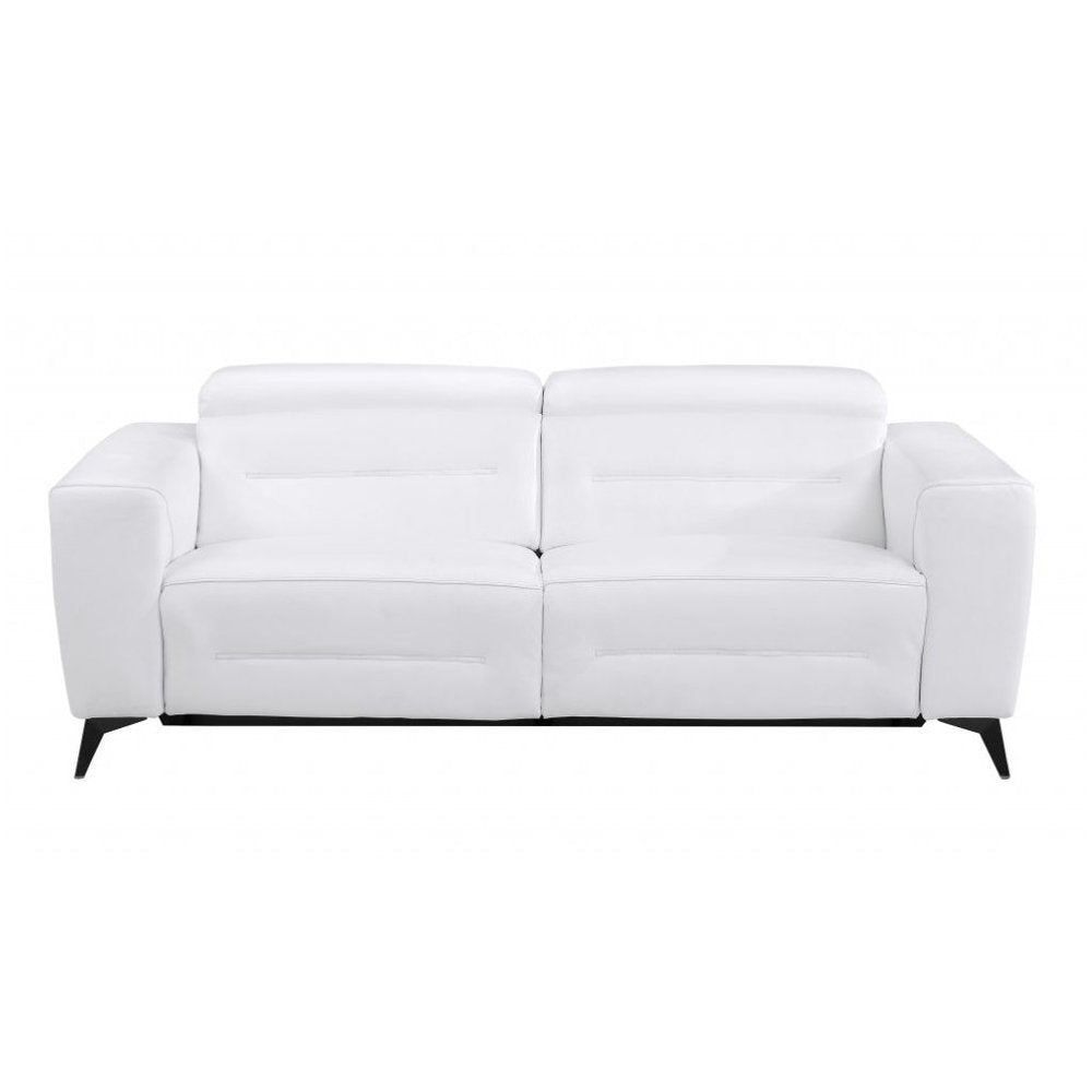 Two Piece White Italian Leather Five Person Seating Set