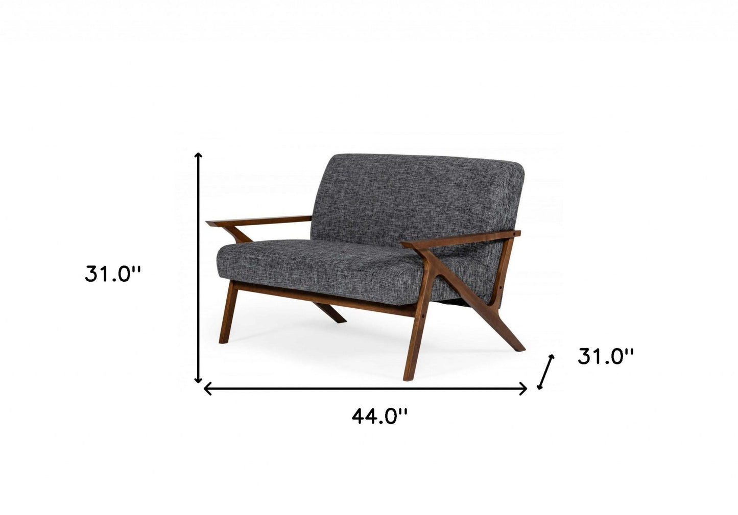 44" Gray And Brown Loveseat