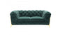 74" Emerald And Gold Velvet Loveseat