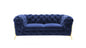 74" Blue And Gold Velvet Loveseat