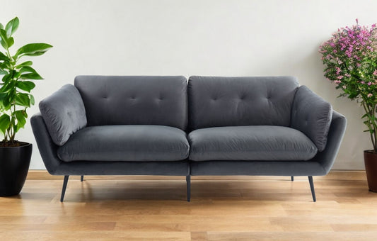 84" Dark Gray Sofa With Black Legs