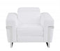 41" White Italian Leather Power Recliner Chair