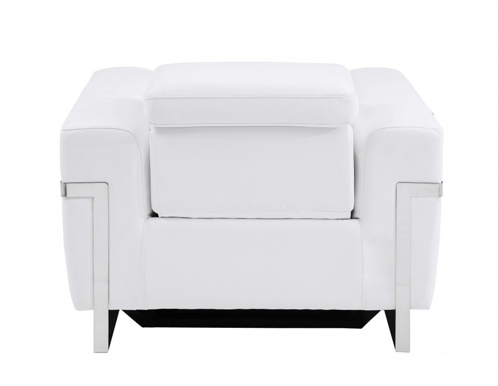 41" White Italian Leather Power Recliner Chair