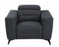 41" Dark Gray Italian Leather Power Recliner Chair