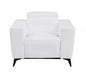 41" White Italian Leather Power Recliner Chair