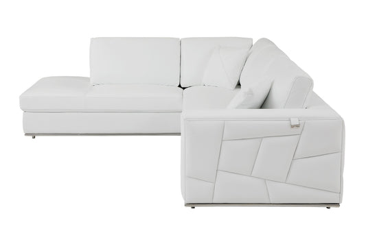 White Italian Leather Reclining L Shaped Two Piece Corner Sectional