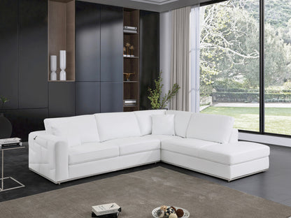 White Italian Leather Reclining L Shaped Two Piece Corner Sectional