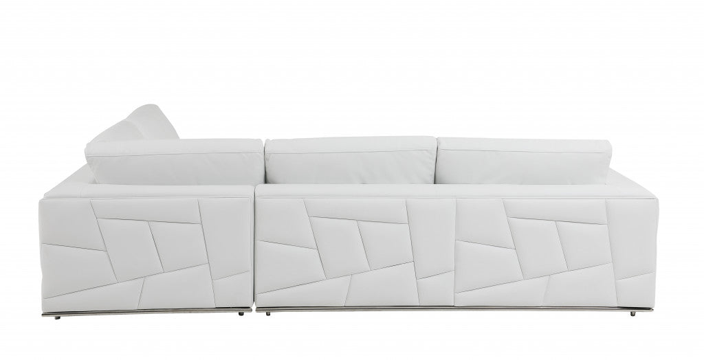 White Italian Leather Reclining L Shaped Two Piece Corner Sectional