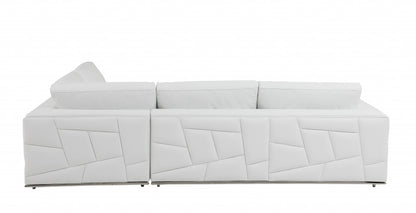 White Italian Leather Reclining L Shaped Two Piece Corner Sectional