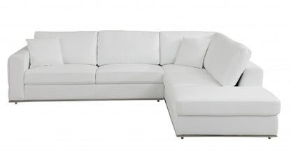 White Italian Leather Reclining L Shaped Two Piece Corner Sectional