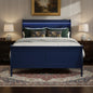 Blue Upholstered King Bed Frame With No