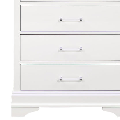 16" White Solid Wood Five Drawer Chest with LED Lighting