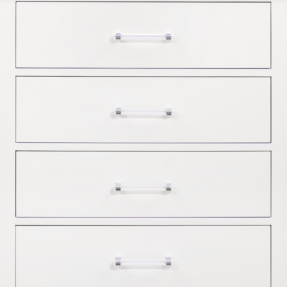 16" White Solid Wood Five Drawer Chest with LED Lighting