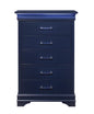 32" Blue Wood Lighted Five Drawer Dresser