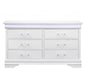 59" White Solid Wood Six Drawer Double Dresser with LED