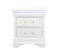 24" White Wood Lighted Two Drawer Nightstand