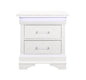 24" White Wood Lighted Two Drawer Nightstand