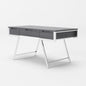 63" Gray and Silver Writing Desk With Three Drawers