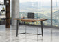 55" Walnut And Black Glass Rectangular Writing Desk