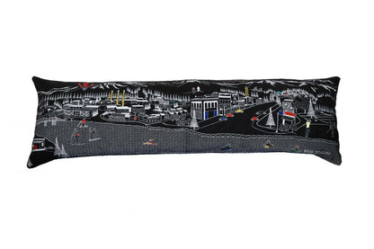 46" Black Bend Nighttime Skyline Lumbar Decorative Pillow