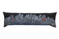 14" X 45" Dark Gray And White Boston Night Skyline Lumbar Decorative Pillow