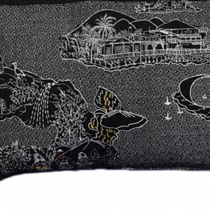 46" Black Hawaii Nighttime Skyline Lumbar Decorative Pillow