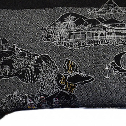 46" Black Hawaii Nighttime Skyline Lumbar Decorative Pillow