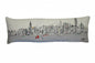 14" X 45" Cream Lumbar Hong Kong Hometown Pride Wool Throw Pillow with Embroidery