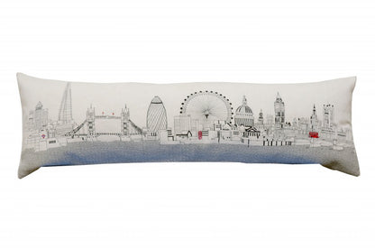 14" X 45" Cream London Daylight Skyline Lumbar Decorative Pillow