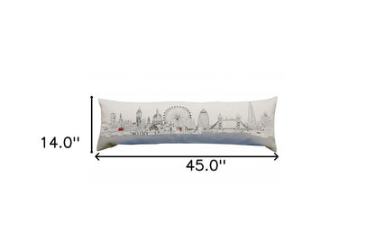 14" X 45" Cream London Daylight Skyline Lumbar Decorative Pillow