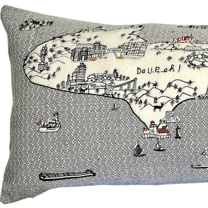 14" X 46" Cream Michigan Daylight Skyline Lumbar Decorative Pillow