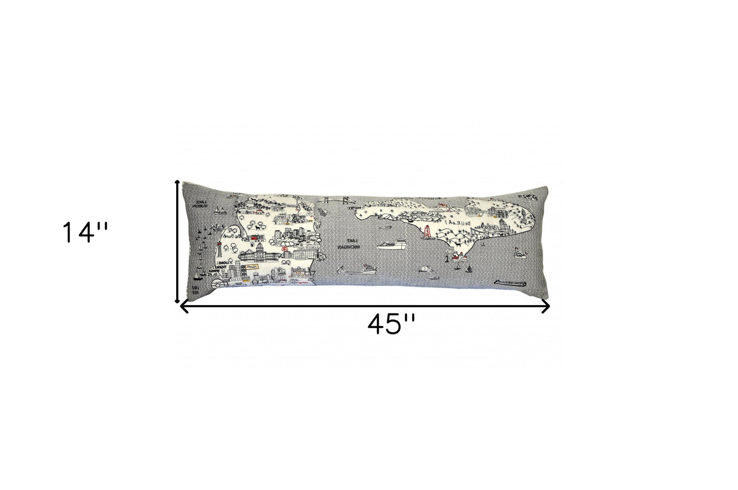 46" White Michigan Daylight Skyline Lumbar Decorative Pillow