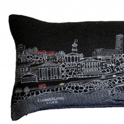 46" Black Nashville Nighttime Skyline Lumbar Decorative Pillow